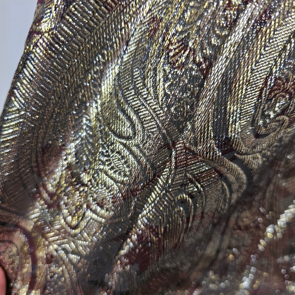 J.Crew Collection Gold Metallic Silk Paisley Skirt 8 Shimmer Cocktail Elegant - Picture 9 of 13